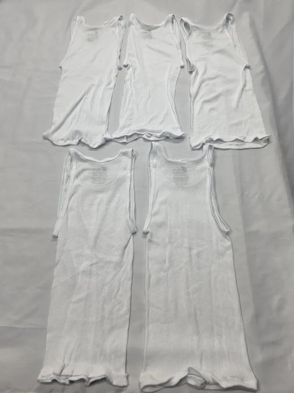 Hanes White Ribbed Tank Tops A-Shirts Size Large L 50/50 Cotton Polyester